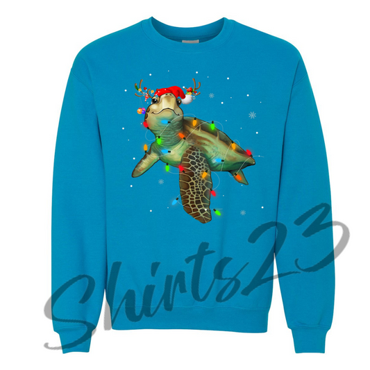 Adult Unisex Christmas Turtle Sweatshirt- Made To Order