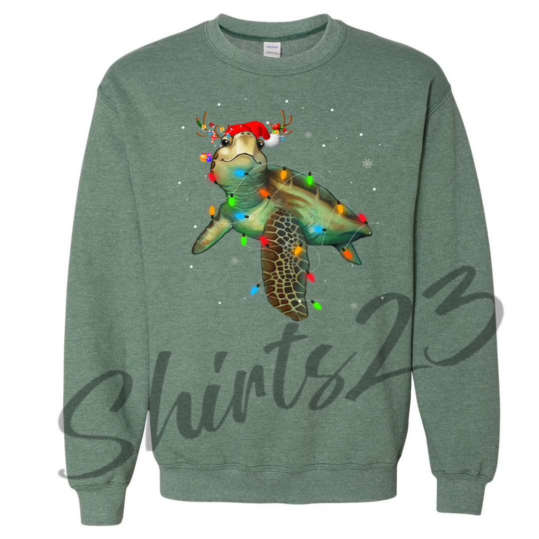 Adult Unisex Christmas Turtle Sweatshirt- Made To Order