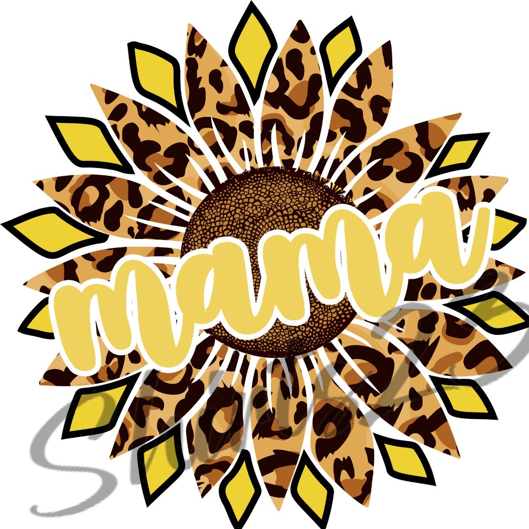 Large Leopard MAMA Sunflower PNG | Digital Sublimation Design Sunflower Cheetah Sub Download