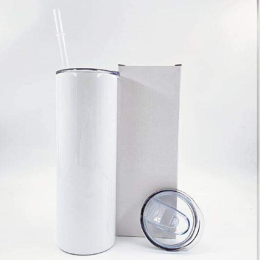 20 oz Skinny Sublimation Tumbler, Straw and slide lid included with tumblers