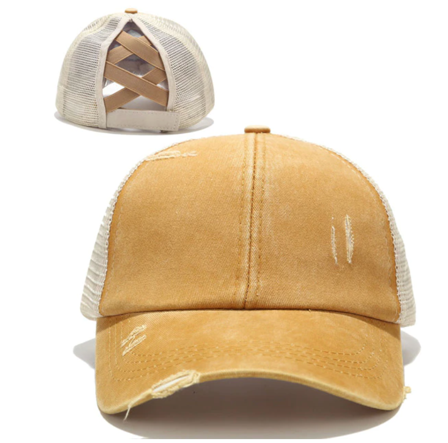 Distressed Baseball Pony Tail Hats
