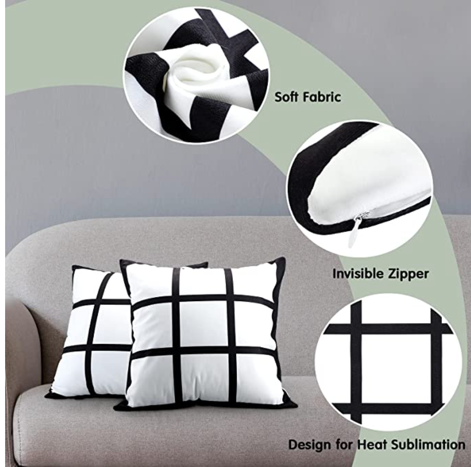 Sublimation 9 Panel Pillow Case Polyester Throw Pillow Cover 17.7 x 17.7 with Zipper