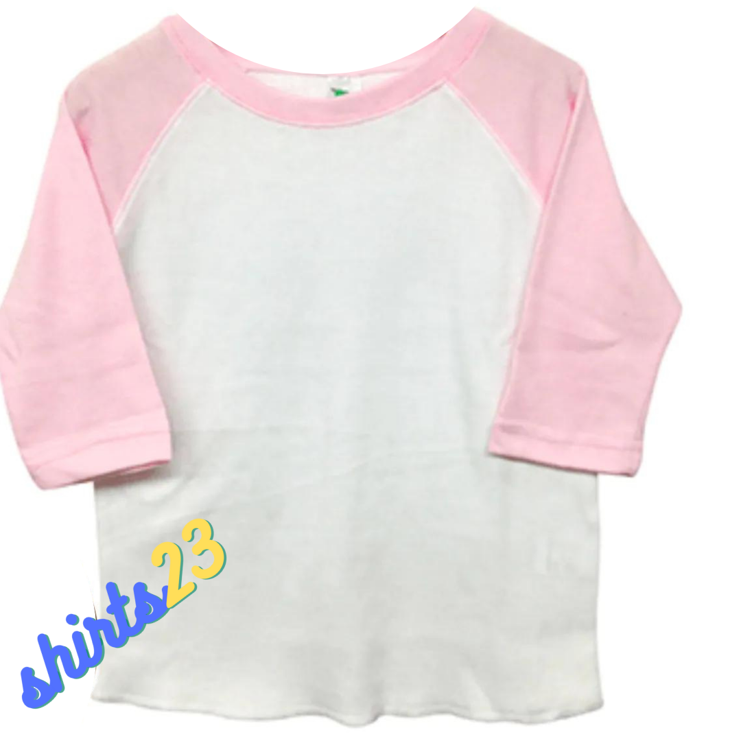 Toddler 65% Polyester Sublimation Raglan, Pink/White 2T