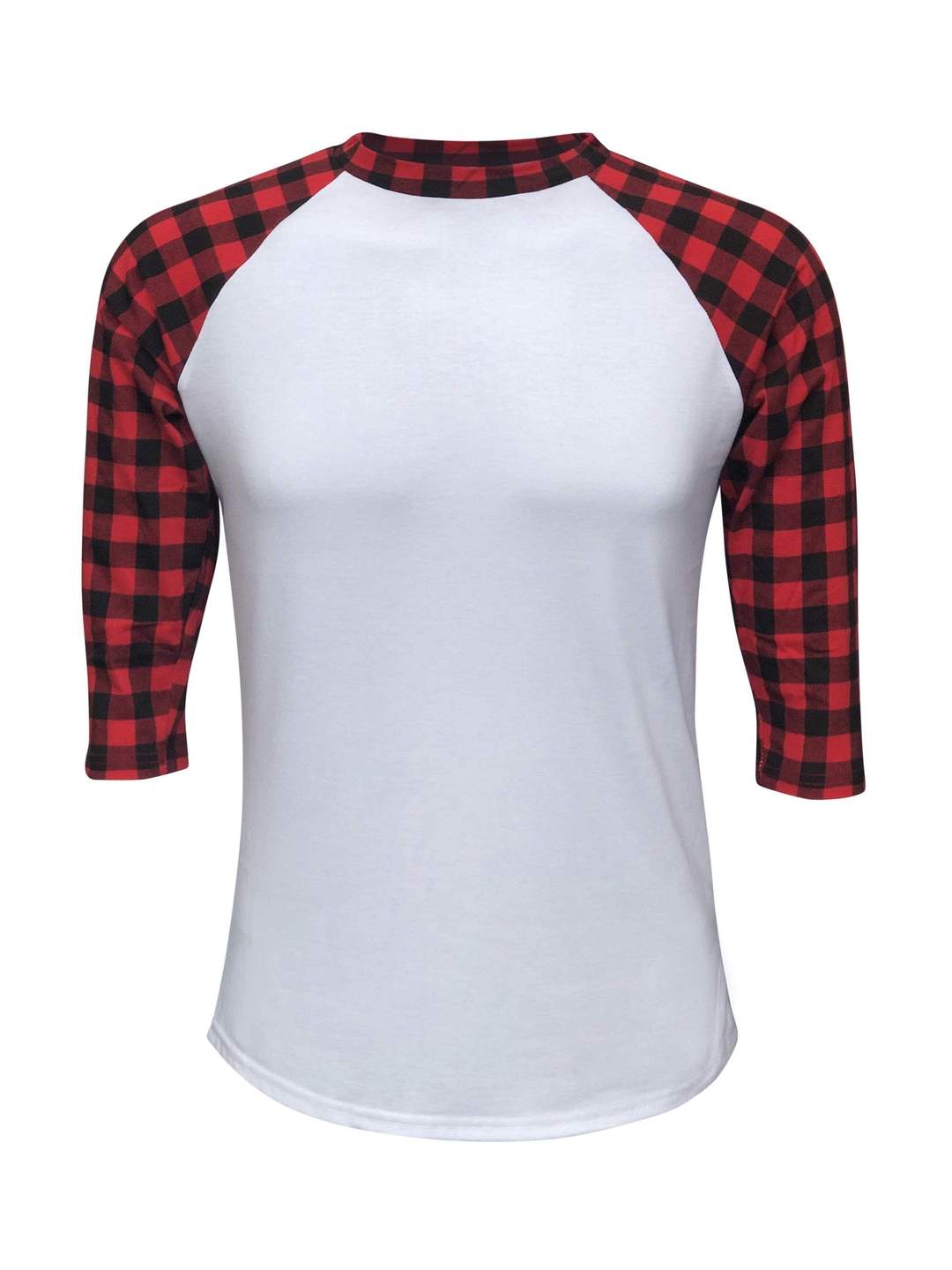 Adult 95% Polyester Sublimation Buffalo Plaid Raglan