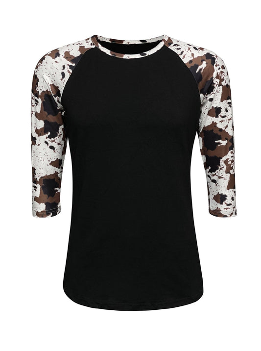 Adult Cow Print Raglan
