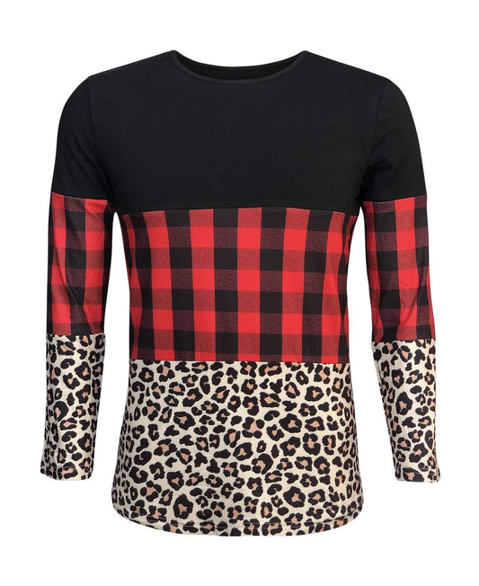 Color Block Raglan- Cheetah and Buffalo Plaid