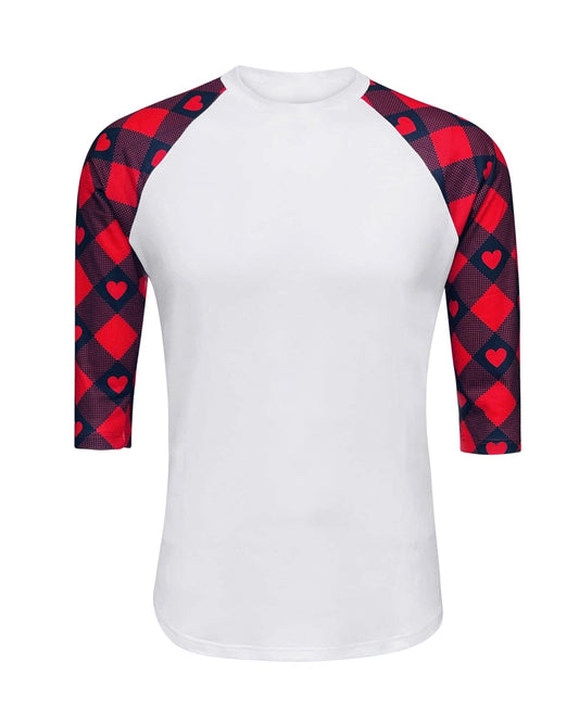 Adult 95% Polyester Sublimation Raglan- Hearts/Buffalo Plaid