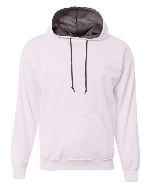 A4 Men's 100% Polyester White Sprint Tech Fleece Hooded Sweatshirt