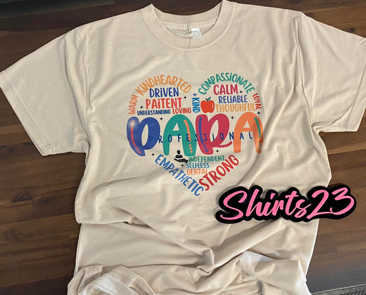 PARA Professional Teacher Shirt | Soft Cream Color Unisex Shirt | mom shirt | Ladies shirt | SUBLIMATION- printed into shirt