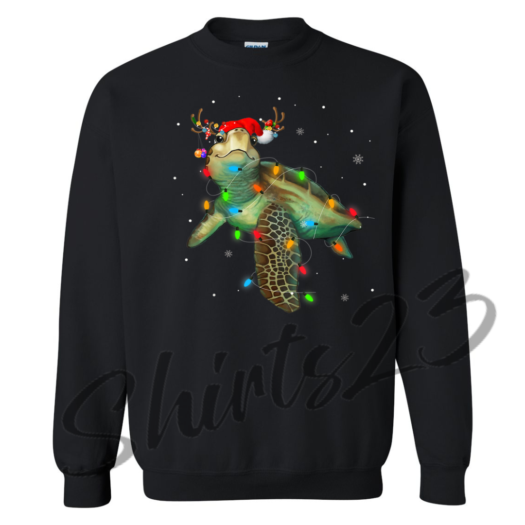 Adult Unisex Christmas Turtle Sweatshirt- Made To Order