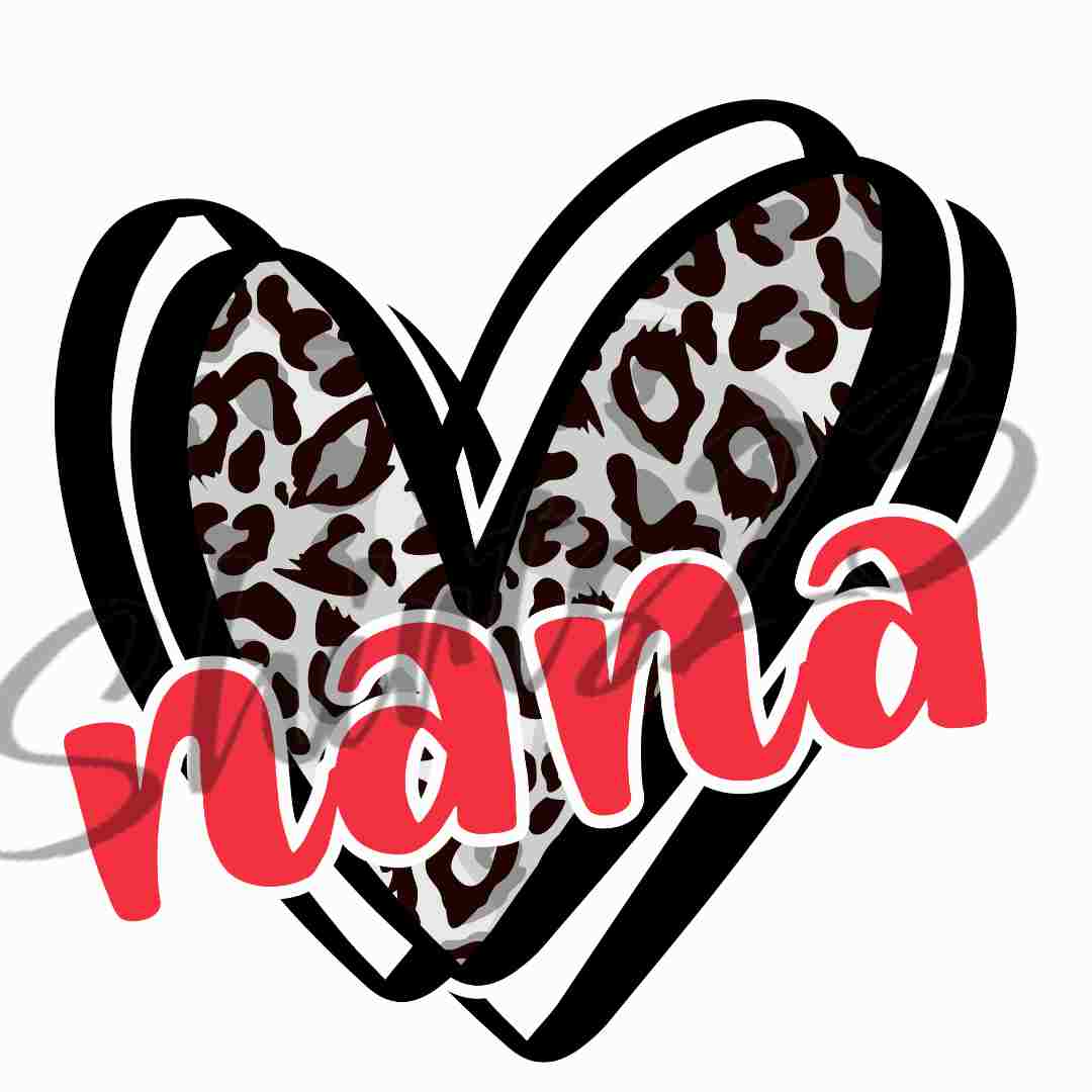 NANA Leopard BLACK heart SUBLIMATION | NANA Cheetah Heart PNG Digital Sublimation Download | Sublimation Design