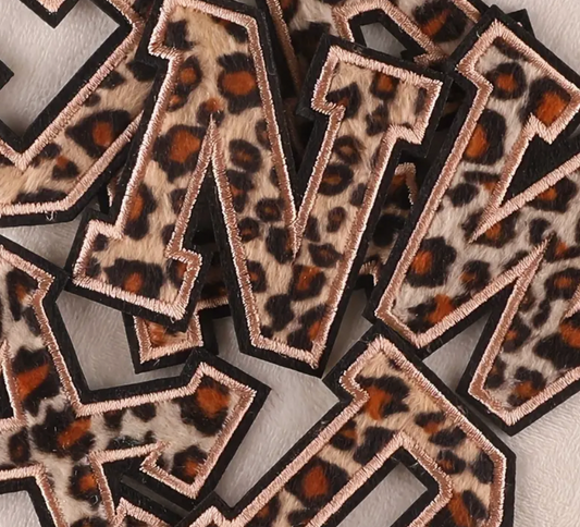 Leopard and Black Chenille Letter Patches
