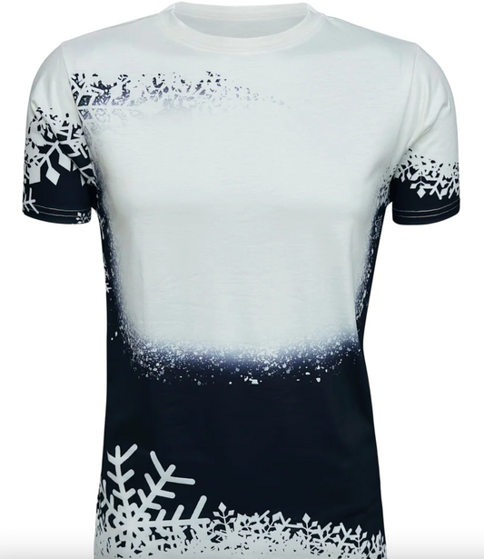 Christmas SNOWFLAKES BLACK WHITE BLANK FAUX BLEACHED TOP- Sublimation