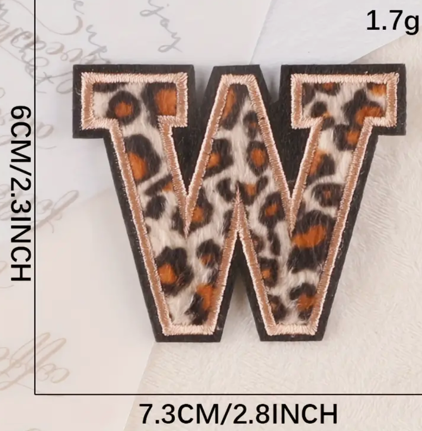 Leopard and Black Chenille Letter Patches