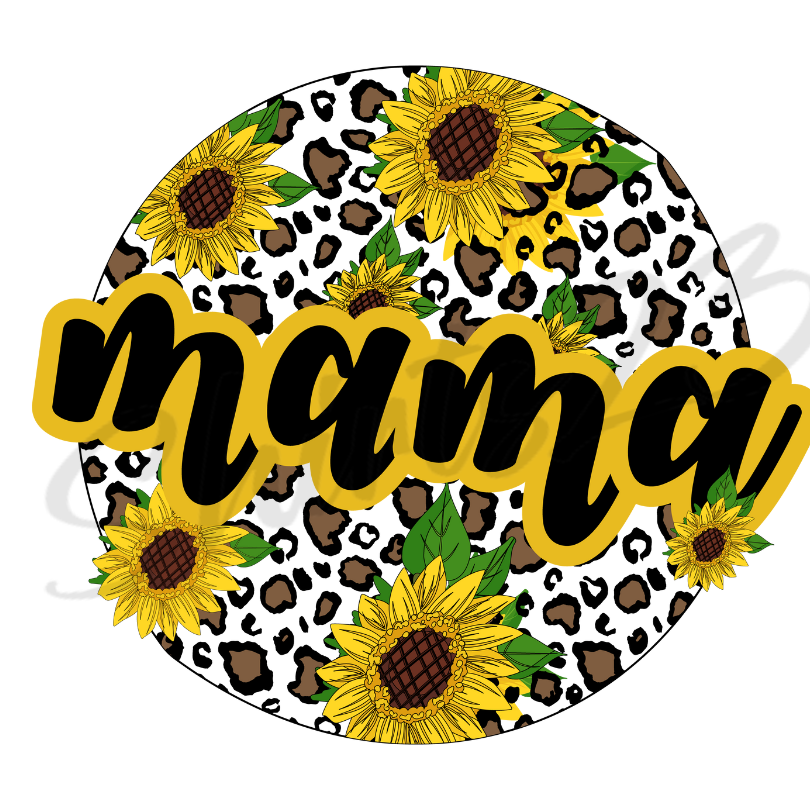 Mama Sunflower and Leopard PNG | Digital Sublimation Design Sunflower Cheetah Sub Download
