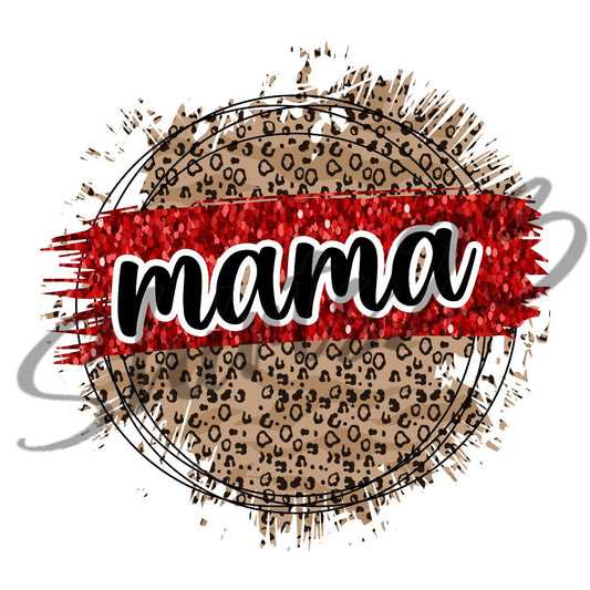 Mama Leopard RED | Mama Cheetah Circle PNG Digital Sublimation Download | Sublimation Design