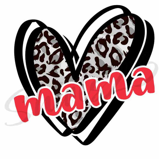 Mama Leopard BLACK heart SUBLIMATION | Mama Cheetah Heart PNG Digital Sublimation Download | Sublimation Design