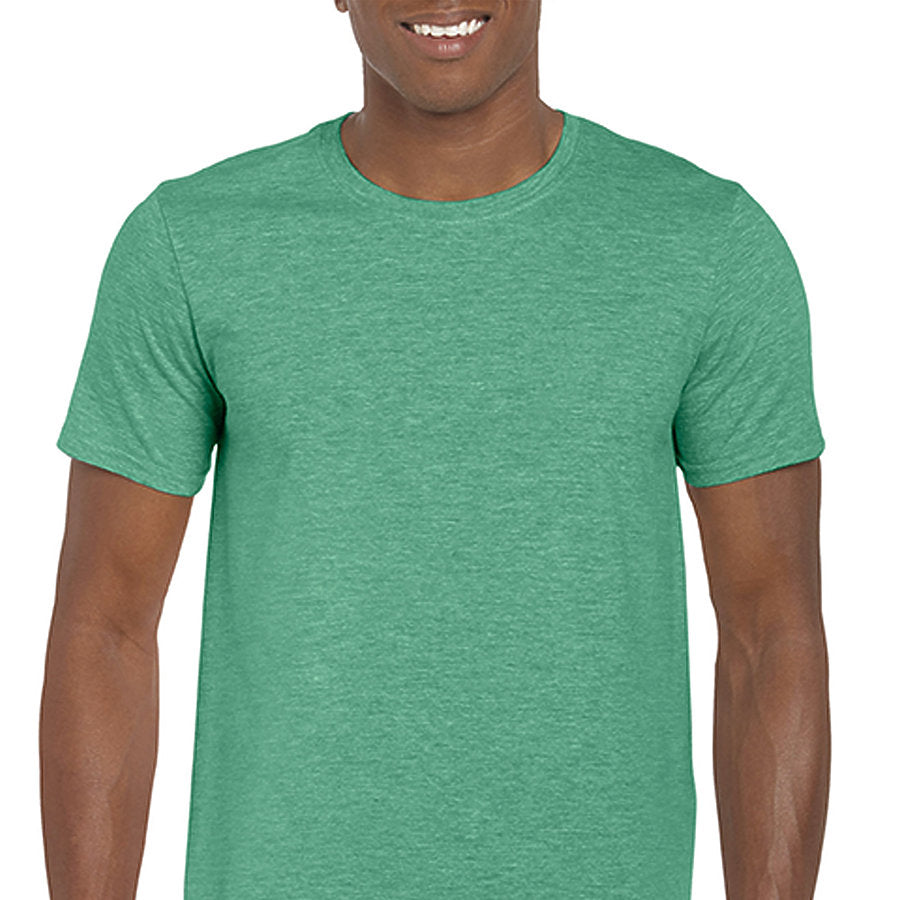 Gildan 64000 - Adult Softstyle® Unisex T-Shirt. Heather Irish Green