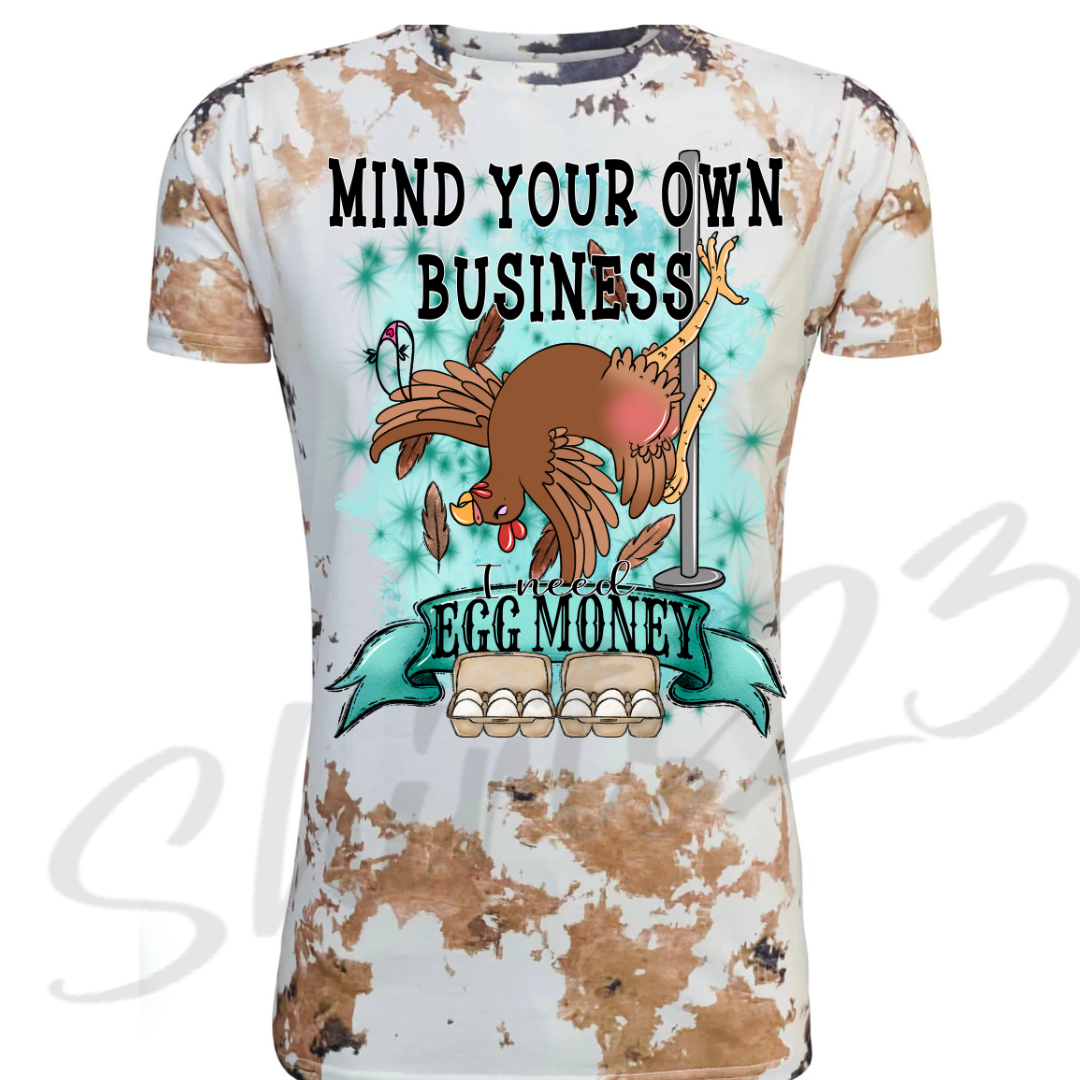Chicken and Eggs Sublimated Shirts/ Faux Bleached Shirts- RTS (completed!)