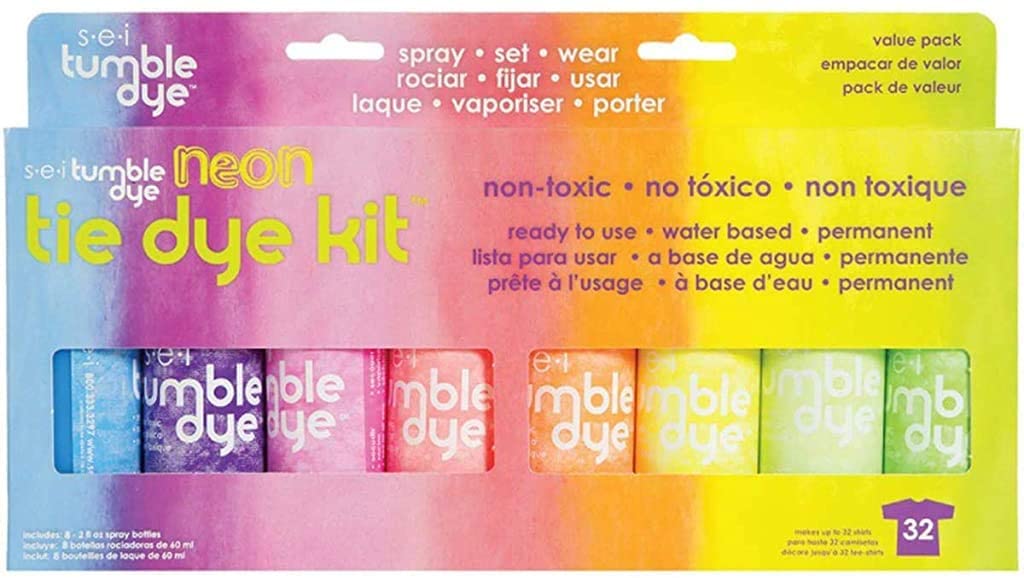 S.E.I. Neon Tie Dye Kit, Fabric Spray Dye, 8 Colors (tye-dye spray)