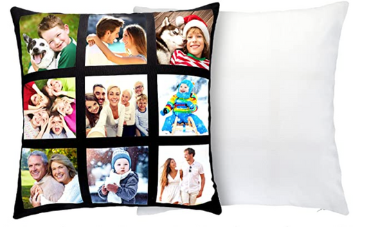 Sublimation 9 Panel Pillow Case Polyester Throw Pillow Cover 17.7 x 17.7 with Zipper