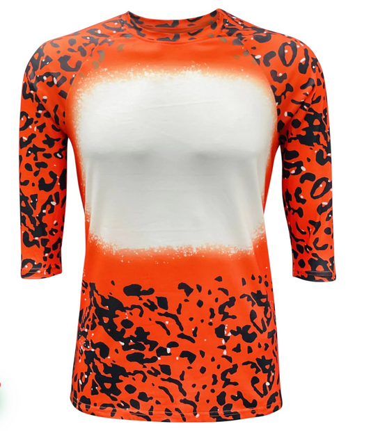 Halloween Orange and Black RAGLAN Adult Faux Bleached Polyester Shirts, ready for Sublimation
