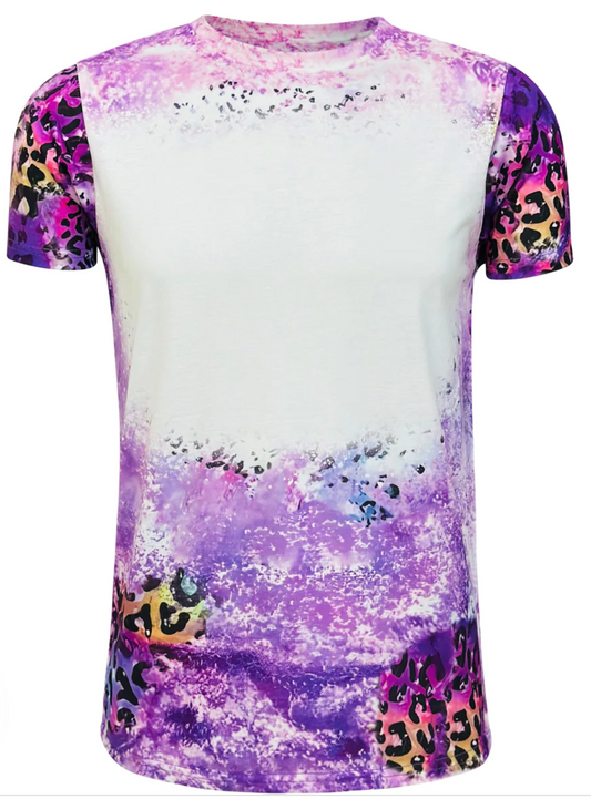 Adult Cheetah Purple Shaded Splatter Blank Faux Bleached Top