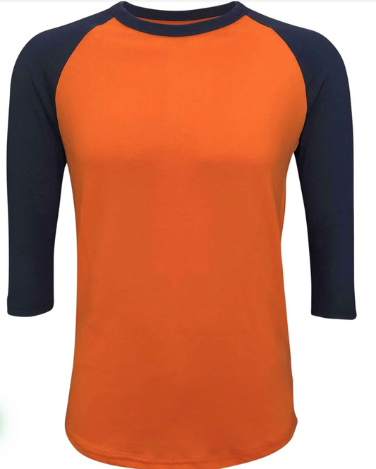 Unisex Orange and Navy Baseball Raglan
