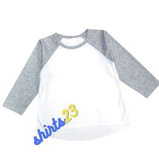Toddler 65% Polyester Sublimation Raglan, Grey/White