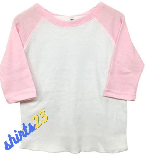 Toddler 65% Polyester Sublimation Raglan, Pink/White