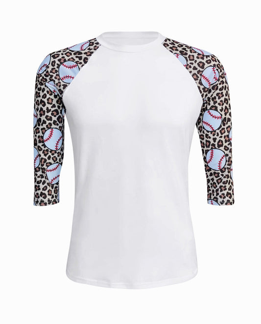 Baseball Leopard Raglan- white, high poly (great sublimation shirt!)