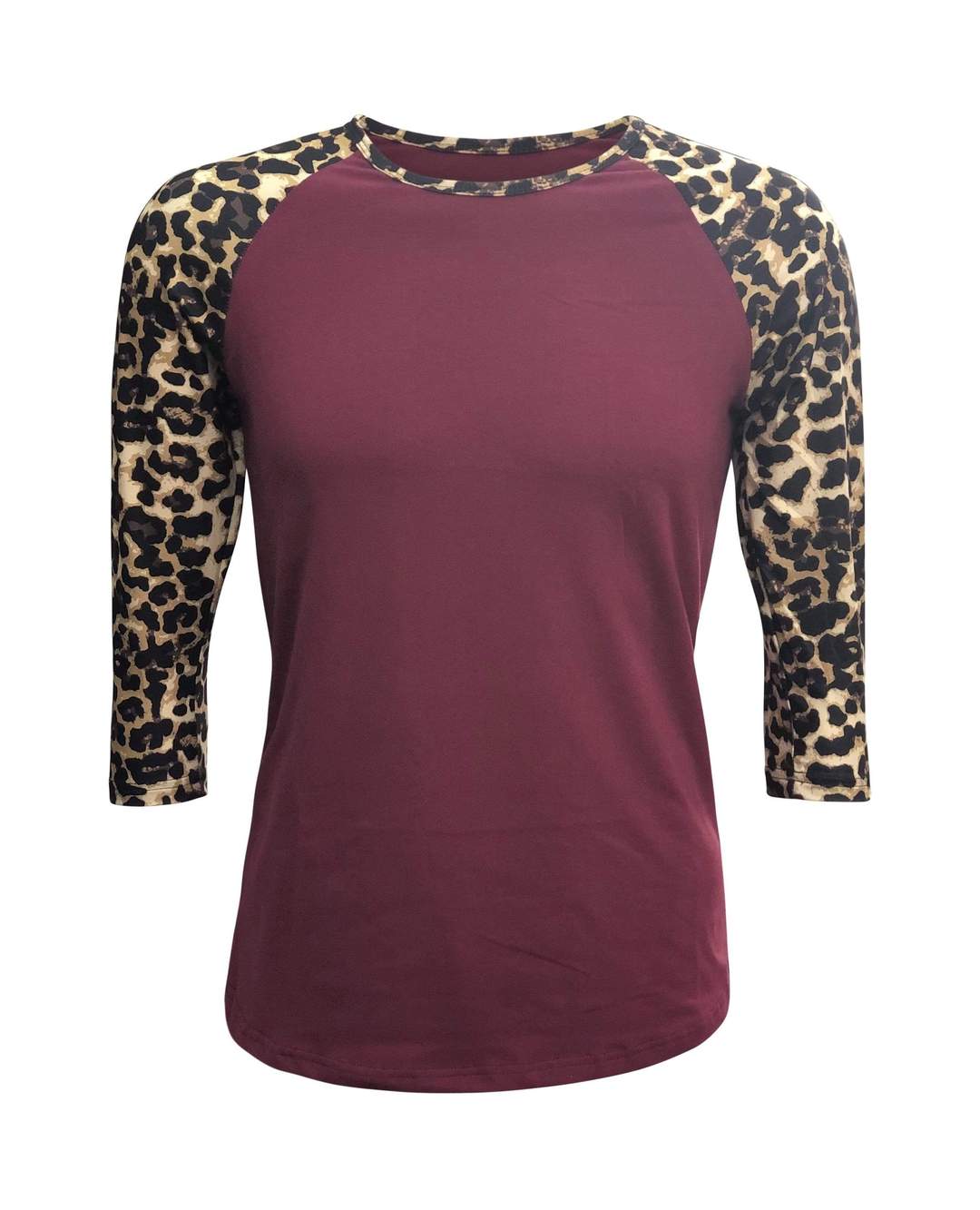 Cheetah/Leopard Print Maroon Top- Raglan