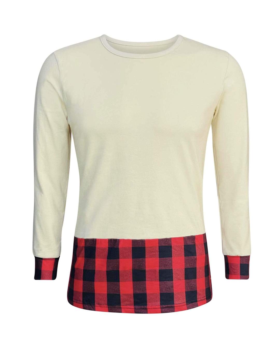 Beige/Red Plaid Top