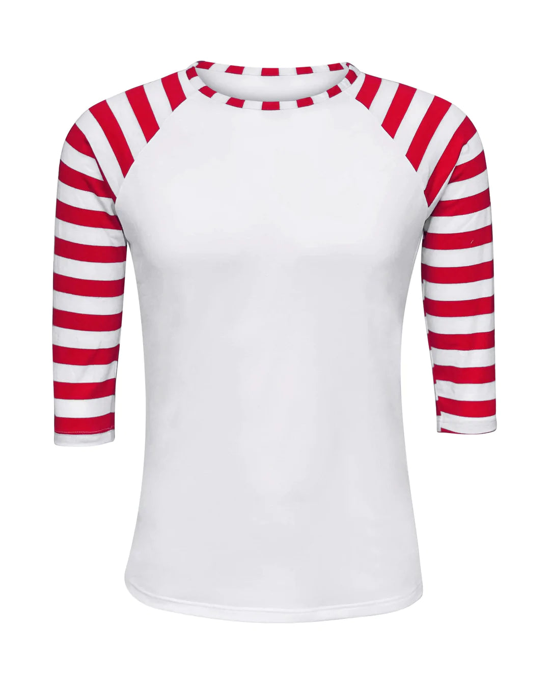 Christmas Adult Sublimation White Body Raglan with Candy Cane Striped Sleeves